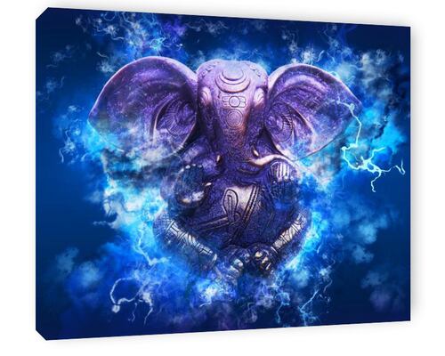 Cuadro Decorativo Canvas Elefantes Lord Ganesha.