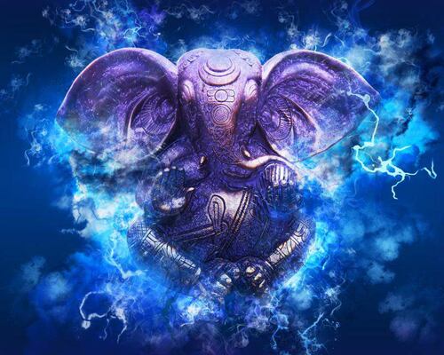 Cuadro Decorativo Canvas Elefantes Lord Ganesha.