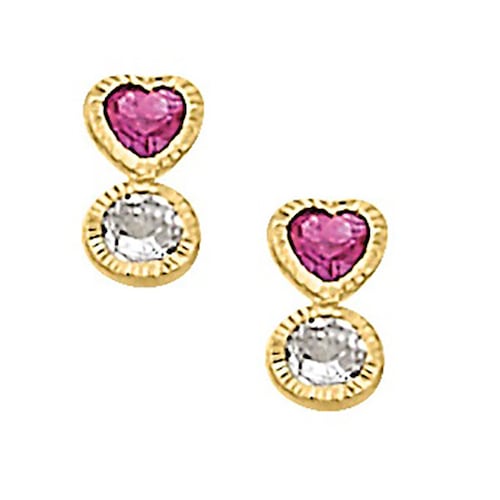 Broqueles Tu Y Yo Corazón 7 Mm Oro De 10k + Obsequio
