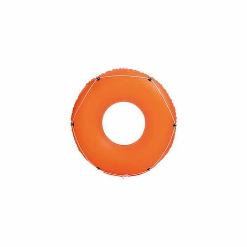 Inflable Salvavidas Montable Forma de Dona Naranja y Azul para Alberca