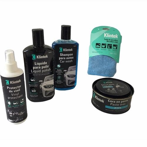 KIT CUIDADO LIMPIEZA DE AUTO CARRO  SHAMPOO-PARA PULIR -CERA EN PASTA  5 PRODUCTOS 