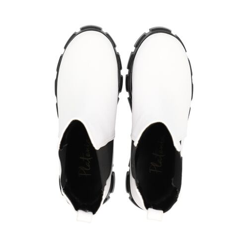 Bota Combat Suela Gruesa Track Para Mujer Blanco Con Resorte