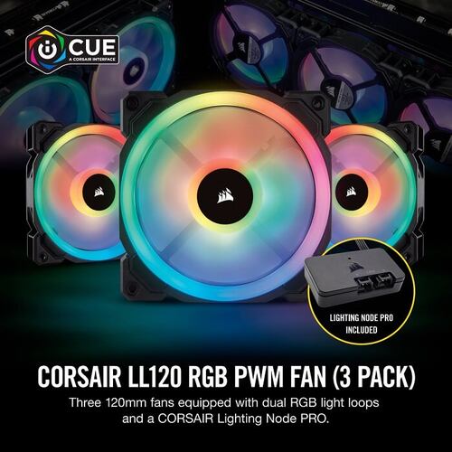Ventiladores Corsair 3 x 120mm LL120 Led RGB Doble Halo PWM CO-9050072-WW