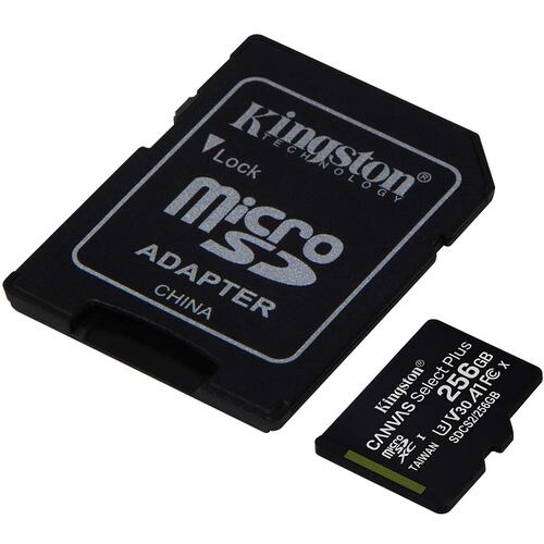 Memoria MicroSD 256GB Kingston SDXC Clase 10 Canvas Select Plus Con Adaptador SDCS2/256GB.