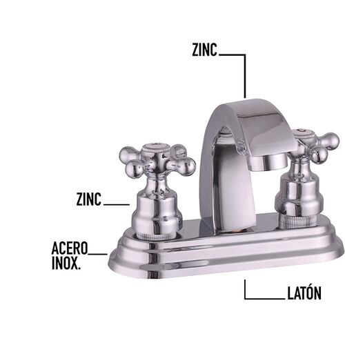  CNX Mezcladora para Lavabo Cromada con Cartucho de Compresión (Llave de agua para lavabo)