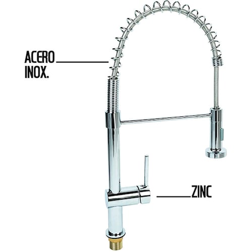 CNX Mezcladora Monomando Flexible para Fregadero con Sostenedor de Cuello Con Kit de Instalacion