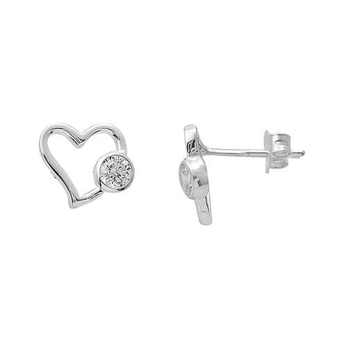 Arete con Diseño de Corazoncito con Circonia Incrustada en Plata .925 + Obsequio