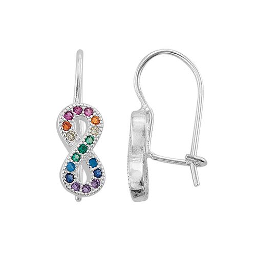 Aretes Diseño Infinito con Colores de Plata .925 + Obsequio 