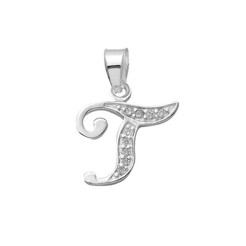 Dije Inicial Letra T en Plata .925