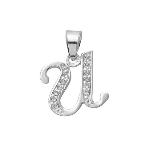 Dije Inicial Letra U en Plata .925 + Obsequio
