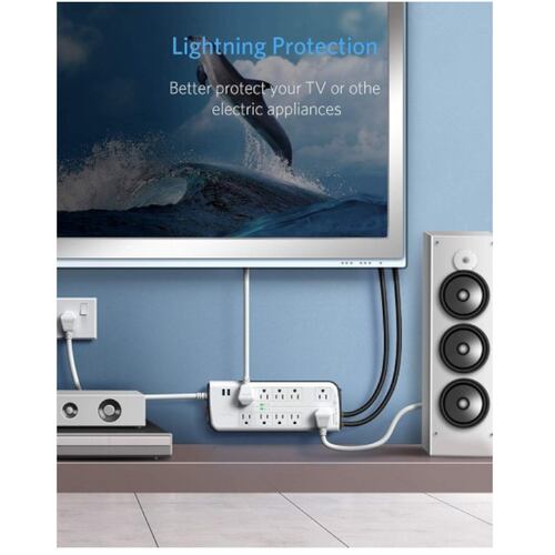 Multicontacto Protector contra sobretensiones USB doble BESTEK 4000 Joule 10 salidas.