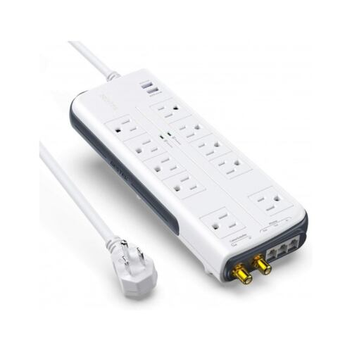 Multicontacto Protector contra sobretensiones USB doble BESTEK 4000 Joule 10 salidas.