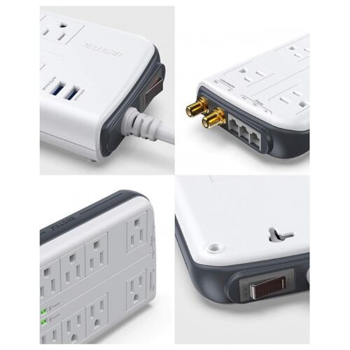 Multicontacto Protector contra sobretensiones USB doble BESTEK 4000 Joule 10 salidas.