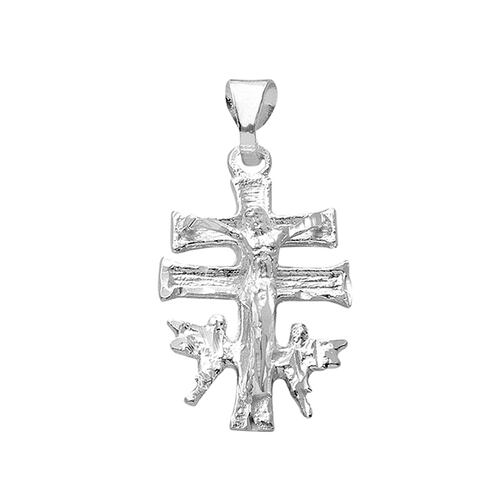 Dije de Cruz Cristo Caravaca #4 en Plata .925