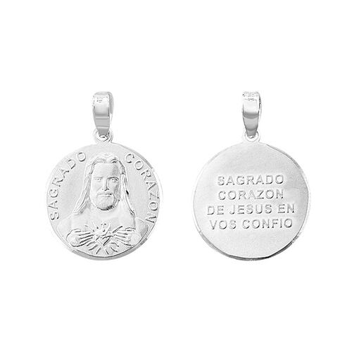 Medalla Sagrado Corazón Doble en Plata .925 
