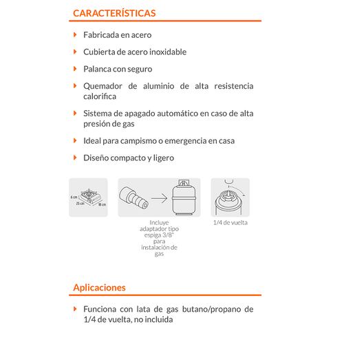 PARRILLA ESTUFA DE GAS ENCENDIDO ELECTRONICO PORTATIL ESTUFILLA 
