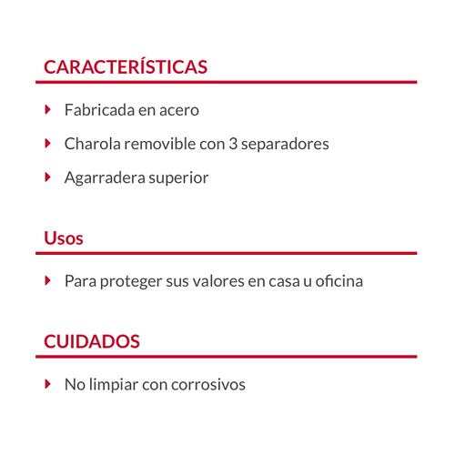 CAJA PARA GUARDAR DINERO CON AGARRADERA SUPERIOR 10 PULGADAS 25 CM HERMEX 