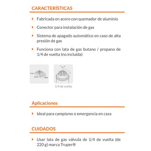 PARRILLA DE GAS PORTATIL 1 QUEMADOR ESTUFA ESTUFILLA CAMPISMO BUTANO 