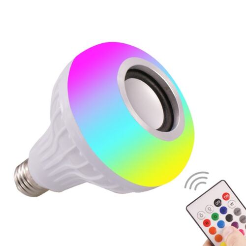 Foco Led Rgb Con Bocina Bluetooth Y Control Remoto