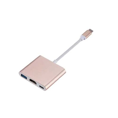 Adaptador 3 en 1 de entrada de puerto Tipo C (PD) a salida HDMI  y  USB 3.0