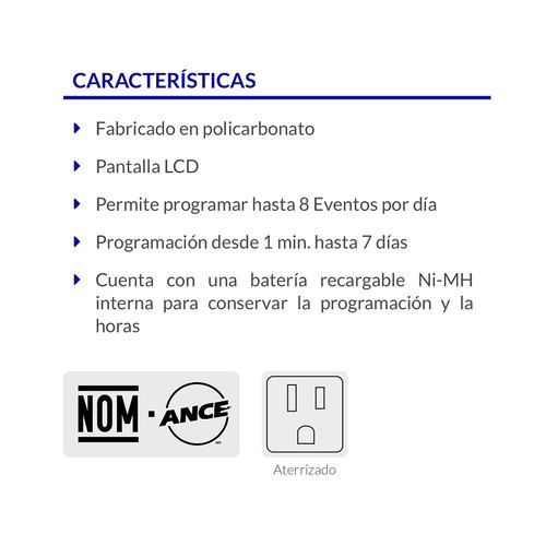 TEMPORIZADOR DIGITAL, 8 EVENTOS PROGRAMADO AUTOMATICO EN APARATOS 