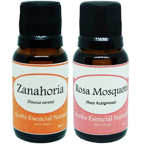 Zanahoria y Rosa Mosqueta Aceite Esencial Natural 2 Frasco Aromaterapia Krisamex