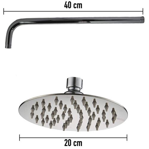 Regadera Redonda de 8" con Tubo de 40 cm en Acero Inoxidable (Empaque de tubo 5/50).