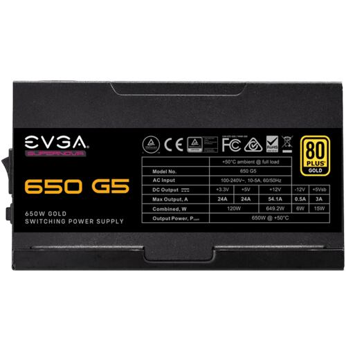 Fuente De Poder EVGA 650 G5 SUPERNOVA 650W 80 PLUS Gold Modular 220-G5-0650-X1