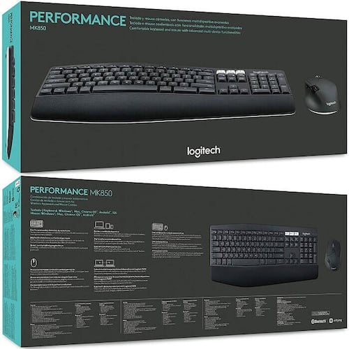 Kit Teclado Y Mouse Logitech MK850 Performance Inalámbrico USB Y Bluetooth 920-008659.