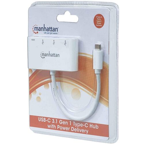 HUB Manhattan USB-C De 3 Puertos USB-A y 1 Puerto USB-C Super Velocidad 163552