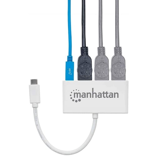 HUB Manhattan USB-C De 3 Puertos USB-A y 1 Puerto USB-C Super Velocidad 163552