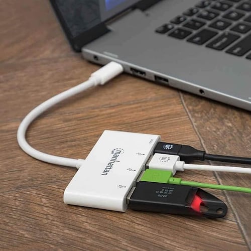 HUB Manhattan USB-C De 3 Puertos USB-A y 1 Puerto USB-C Super Velocidad 163552