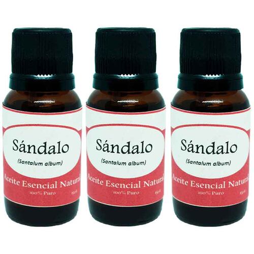 Sandalo Aceite Esencial Natural 3 Frasco Kit Aromaterapia 15ml Difusor KRISAMEX