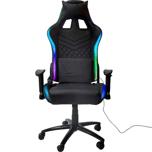 Silla Gamer Luz Led RGB Reclinable Ergonomica Cojines Desmontables 