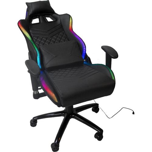 Silla Gamer Luz Led RGB Reclinable Ergonomica Cojines Desmontables 