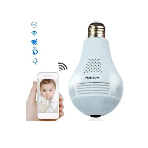 Foco Led Inteligente Con Cámara Panorámica Wifi 360 1080p    