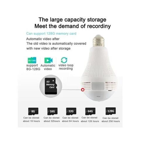 Foco Led Inteligente Con Cámara Panorámica Wifi 360 1080p    
