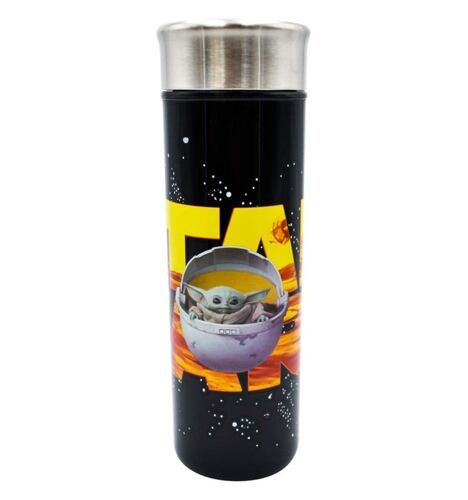 Baby Yoda Termo Negro Mandalorian The Child Grogu Star Wars Acero Inoxidable 430 mls Doble Pared 