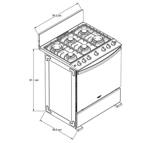 Estufa de Piso 6 Quemadores WHIRLPOOL WFR3100B.