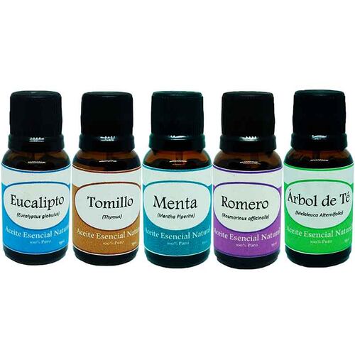 Eucalipto Tomillo Menta Romero Arbol de Te Aceite Esencial Natural 5 Pz Krisamex