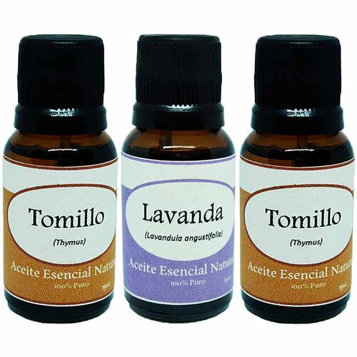 Tomillo Lavanda y Tomillo Aceite Esencial Natural Difusor 3 Frascos Kit Krisamex