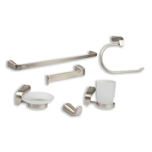CNX Accesorios para Baño con Acabado Satinado, Fabricados en Zinc, Toallero, Porta-Jabón, Porta-Vasos y Más…