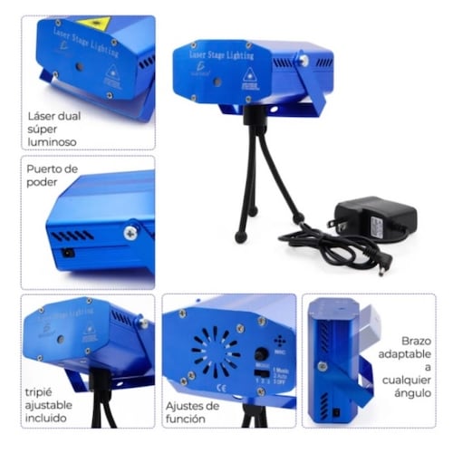 Proyector Laser Luz Led Audioritmico Color Figuras + Tripie 