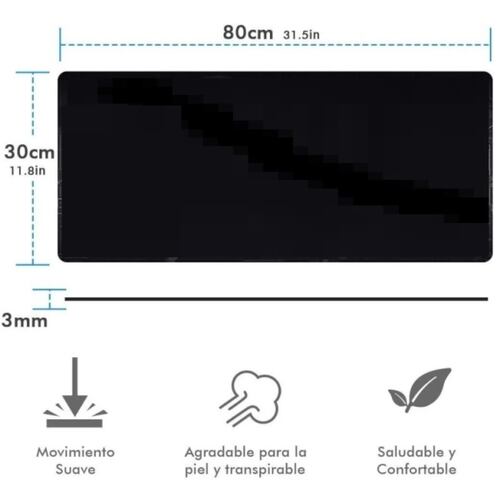 Mouse Pad Alfombrilla Grande 80x30cm Oficina, Casa O Gamer Star Negro 78