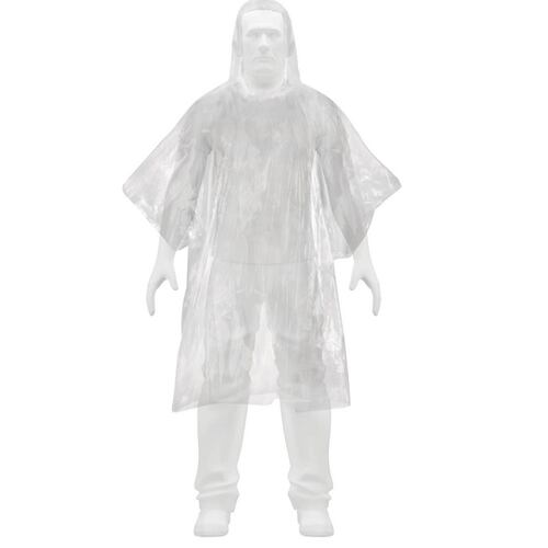 Impermeable Poncho Desechable Unitalla Con Capucha  incluye 10 piezas  Espesor 0.02mm Pretul 