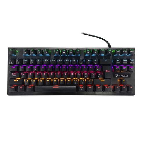 TECLADO ALAMBRICO OCELOT GAMER MECANICO SWITCH AZUL PLASTICO RGB NEGRO OGMK02 COLORES USB LED PLUG.
