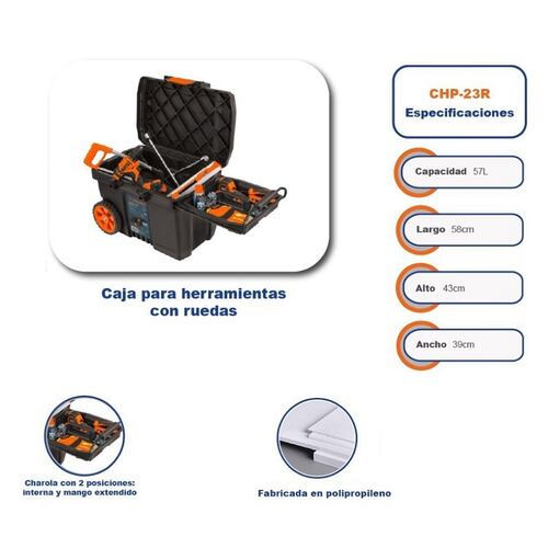 Caja Herramienta, Plástica,Organizadora  23" , Con Ruedas 10902
