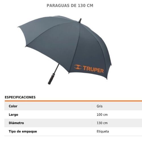 Sombrilla Paraguas grande  De 130 Cm Truper