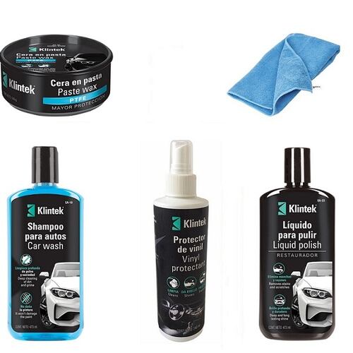 KIT CUIDADO LIMPIEZA DE AUTO CARRO  SHAMPOO-PARA PULIR -CERA EN PASTA  5 PRODUCTOS 