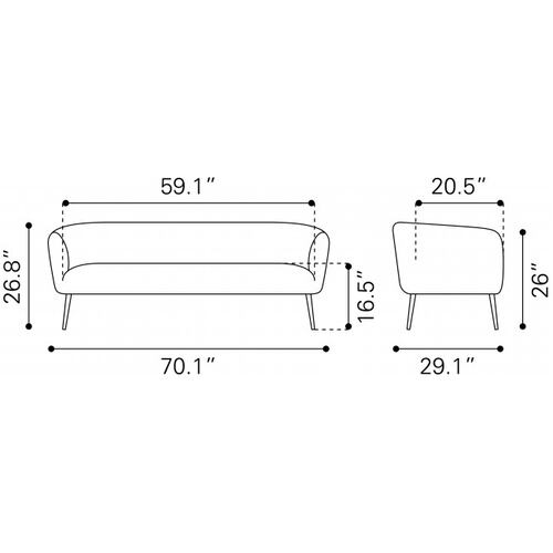 Sofa Deco Gris - Kessa.